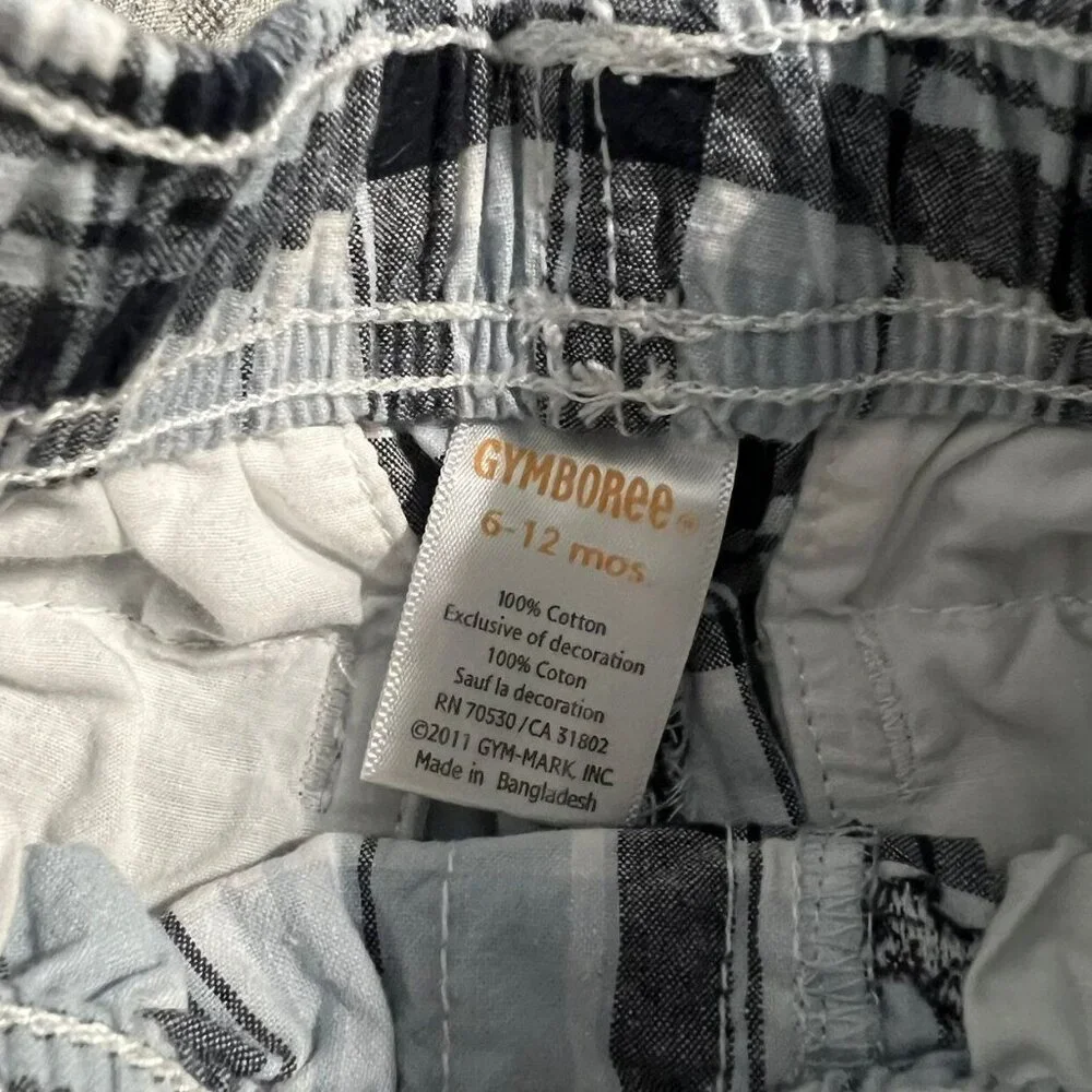 Gymboree 6-12m Plaid Embroidered Shark Shorts